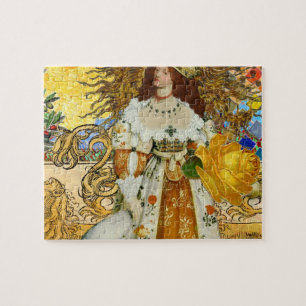 Puzzle Vintage femme Soleil d'or : Leo Zodiac Collage Art