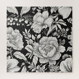 Puzzle Vintage floral noir et blanc classique