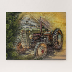 Puzzle Vintage Green Tractor Rustic Old Barn