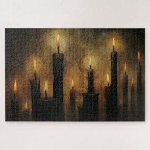 Puzzle Vintage Halloween Bougies noires, Rituel