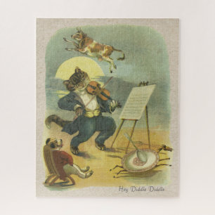 Puzzle Vintage Hey Diddle Diddle Nursery Rhyme restauré