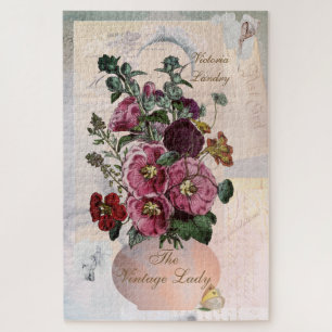 Puzzle Vintage Hollyhock dans Lettres Collage