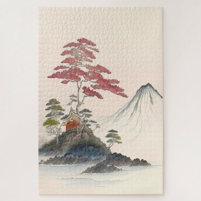 Puzzle Vintage Japonais Paysage Art (Vertical)