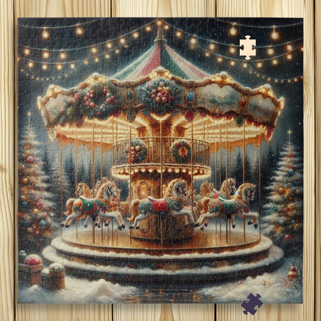 Puzzle Vintage Joyeux-Go-Round Noël (Créateur téléchargé)