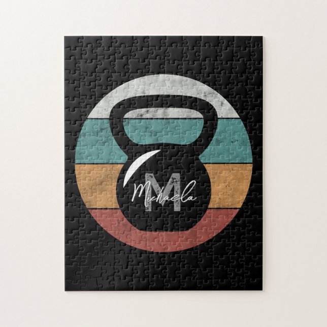 Puzzle Vintage kettlebell personnalisé nom monographique  (Vertical)