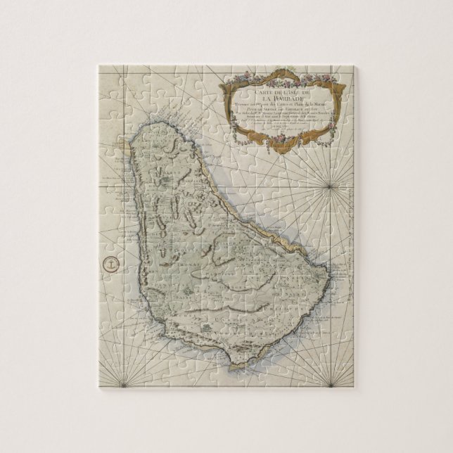 Puzzle Vintage Map of Barbados (Vertical)