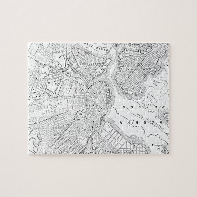 Puzzle Vintage Map of Boston (Horizontal)