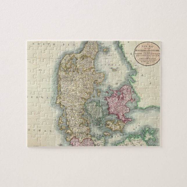 Puzzle Vintage Map of Denmark (Horizontal)