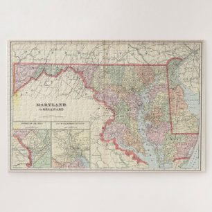 Puzzle Vintage Map of Maryland (1901)