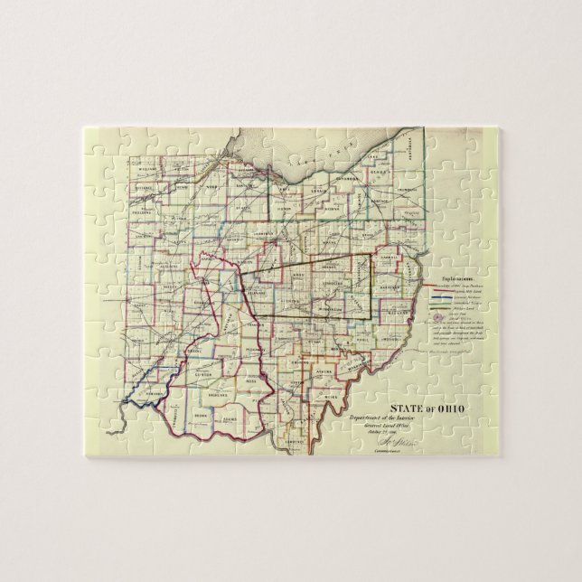 Puzzle Vintage Map of Ohio (Horizontal)