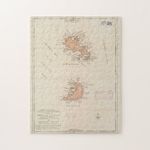 Puzzle Vintage Map of St Lucia & Martinique (1781)