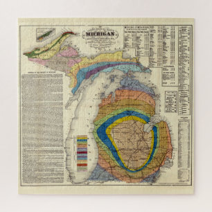 Puzzle Vintage Michigan Geological Map (1865)
