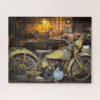 Puzzle Vintage Motorcycle Workshop Industrial Scene Art