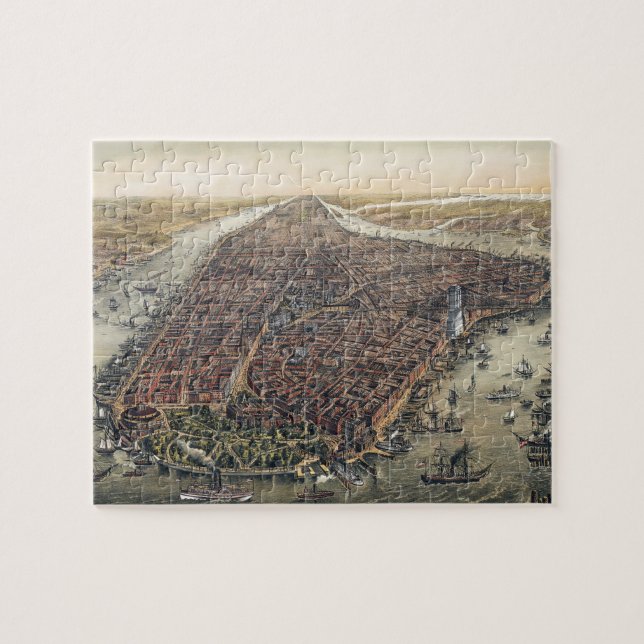 Puzzle Vintage New York City, Manhattan, Brooklyn Bridge (Horizontal)