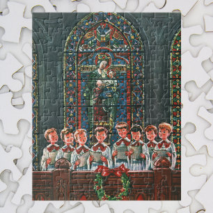 Puzzle Vintage Noël Enfants chantant Chorale dans l'églis