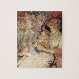 Puzzle Vintage Noël, Mère Lecture Bedtime Story