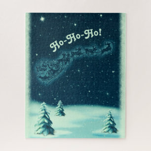 Puzzle Vintage Noël Père Noël Sleigh Winter Scène