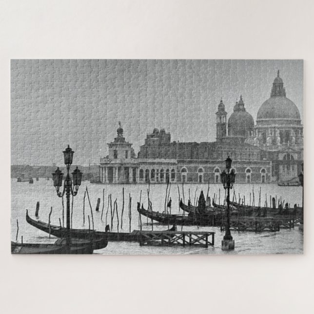 Puzzle Vintage noir Venise Canal Voyage (Horizontal)