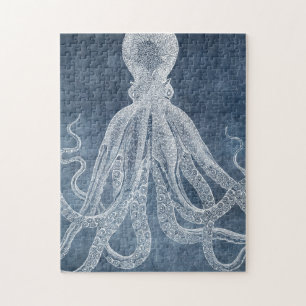 Puzzle Vintage Octopus Twilight Blue Denim