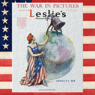 Puzzle Vintage Patriotique Lady Liberty Magazine Couvertu