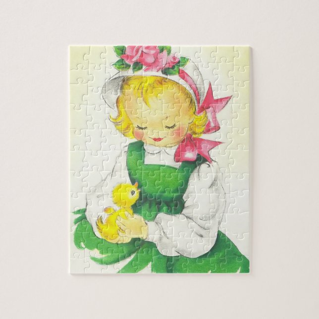 Puzzle Vintage petite fille Retro mignonne (Vertical)