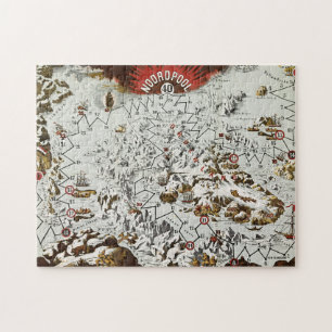 Puzzle Vintage Pôle Nord Ancien Monde Carte Antique