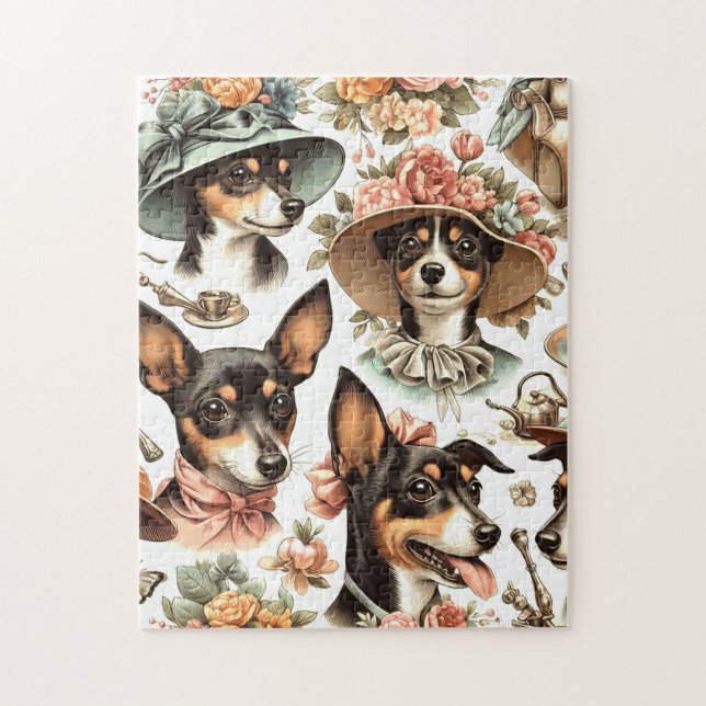 Puzzle Vintage Rat Terrier sans fil (Vertical)