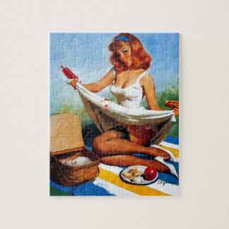 Puzzle Vintage Retro Pique-nique Pin Up Girl