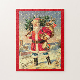 Puzzle Vintage Santa Delivering Toys
