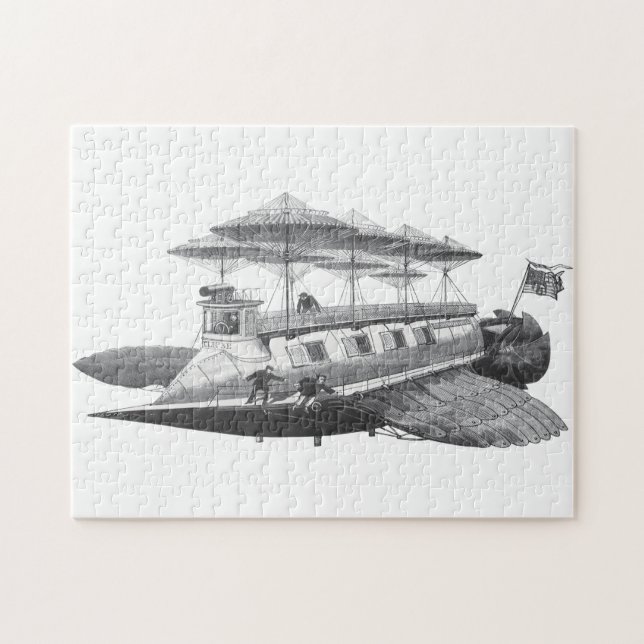 Puzzle Vintage Science Fiction Steampunk Airship Eclipse (Horizontal)