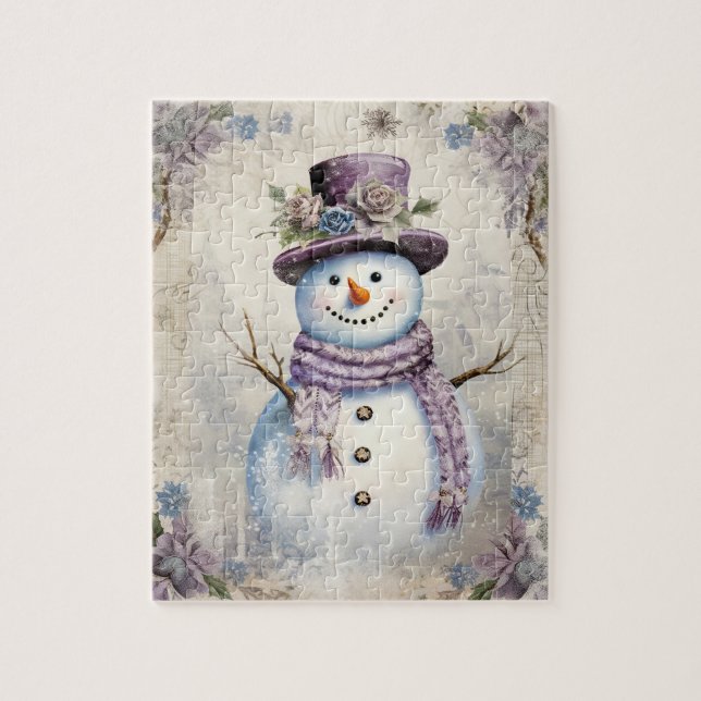 Puzzle Vintage Snowman Elegance Noël (Vertical)