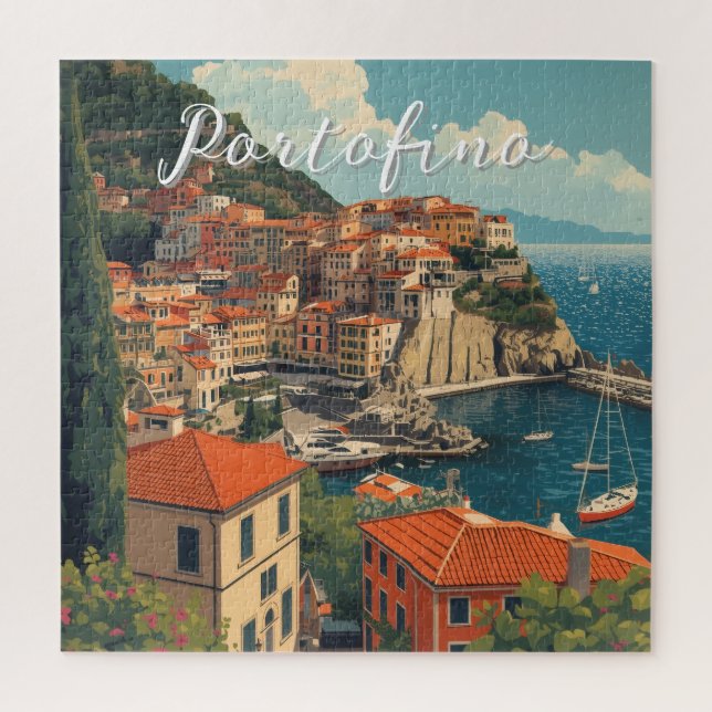 Puzzle Vintage Style Portofino Genova Italy (Vertical)