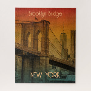 Puzzle Vintage Sunset Brooklyn Bridge New York