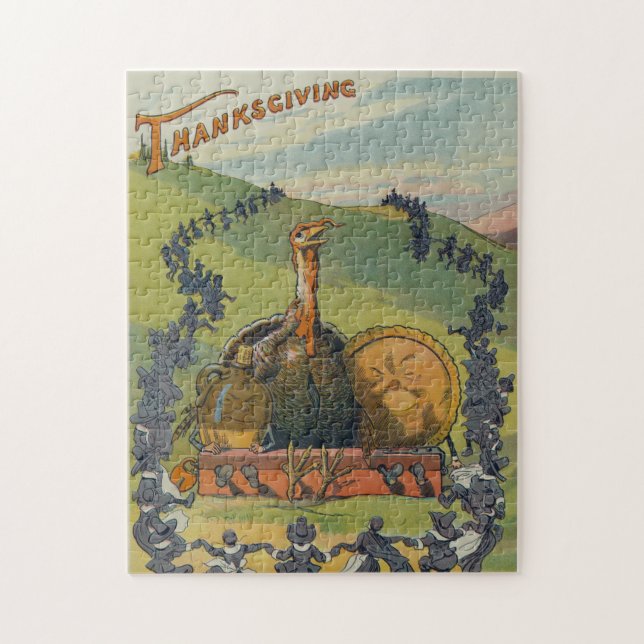Puzzle Vintage Thanksgiving Turquie et fête (Vertical)