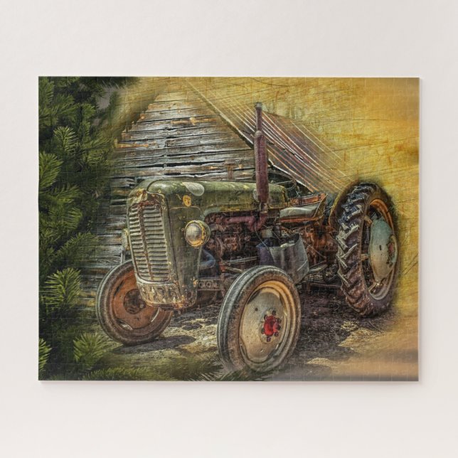 Puzzle Vintage Tracteur vert Vieux Baron (Horizontal)