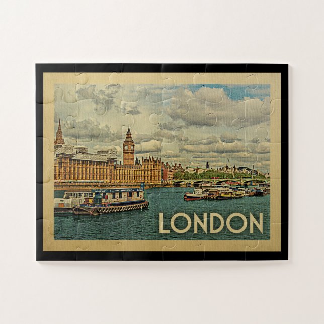 Puzzle Vintage voyage de Londres Angleterre (Horizontal)