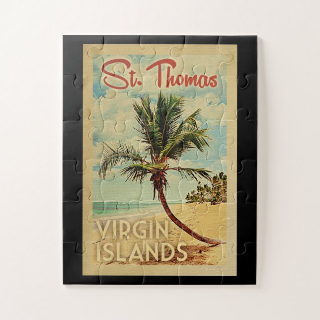 Puzzle Vintage voyage de palmier de St Thomas (Vertical)