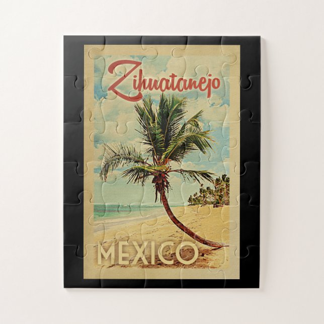 Puzzle Vintage voyage de palmier Zihuatanejo (Vertical)