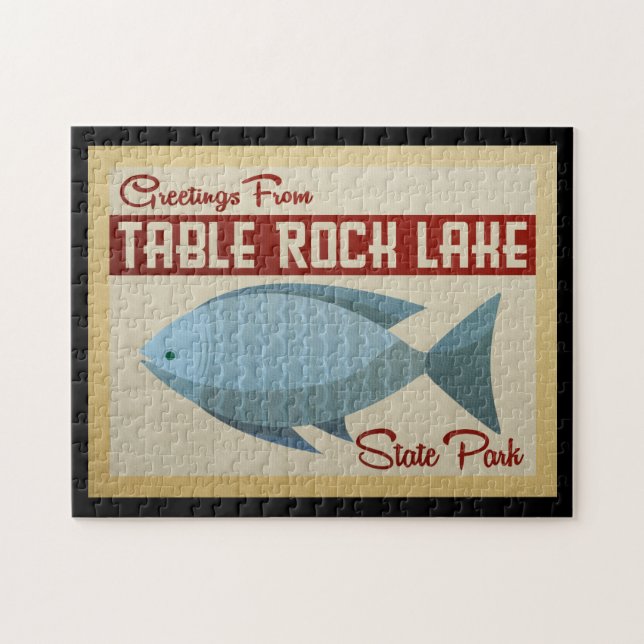 Puzzle Vintage voyage de poissons de lac rock de Tableau (Horizontal)