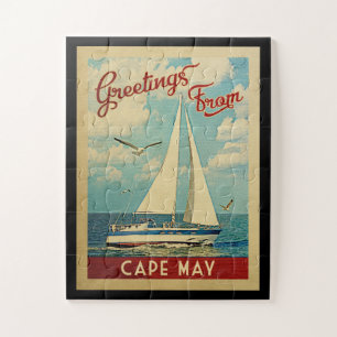 Puzzle Vintage voyage de voilier du Cap May New Jersey