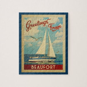 Puzzle Vintage voyage la Caroline du Nord de voilier de