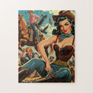 Puzzle Vintage Western Country Girl