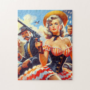 Puzzle Vintage Western Pulp Girl