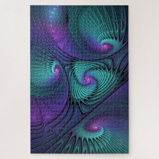 Puzzle Violet rencontre Turquoise moderne art fractal abs (Vertical)