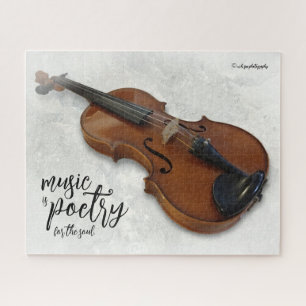 Puzzle Violon élégant allumé sur dalle en ardoise