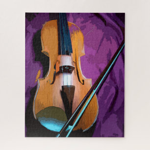 Puzzle Violon élégant sur soie violette, pour les méloman