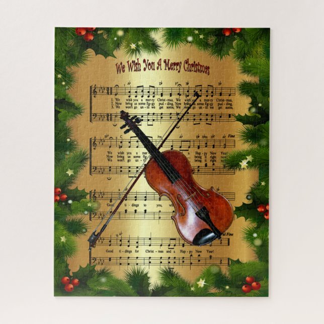 Puzzle Violon ~ "Nous Vous Souhaitons Un Joyeux Noël" ~ (Vertical)