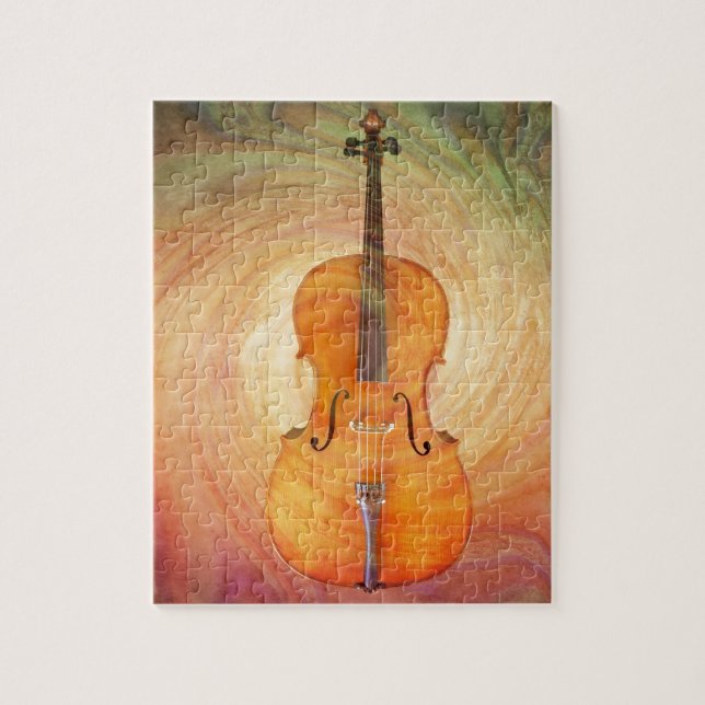 Puzzle Violoncelle avec le fond texturisé coloré chaud (Vertical)