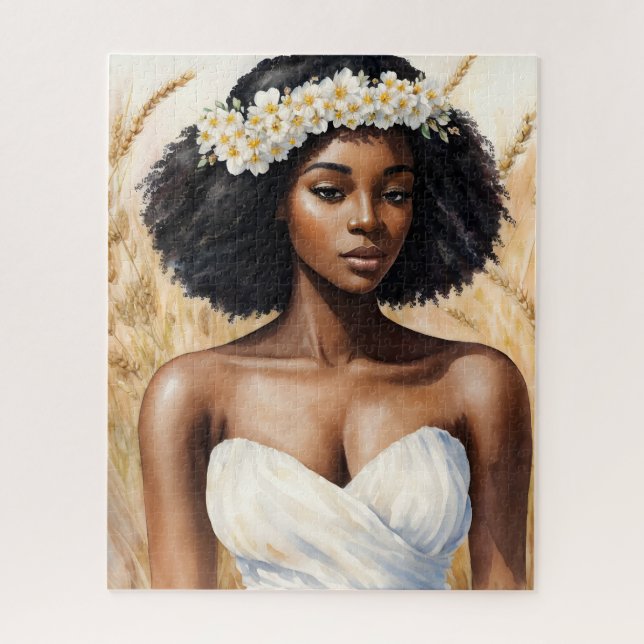 Puzzle Virgo Black Woman Aquarelle Zodiac Portrait (Vertical)