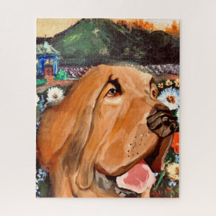 Puzzle Visage de chien brun foncé aimant s'amuser avec un